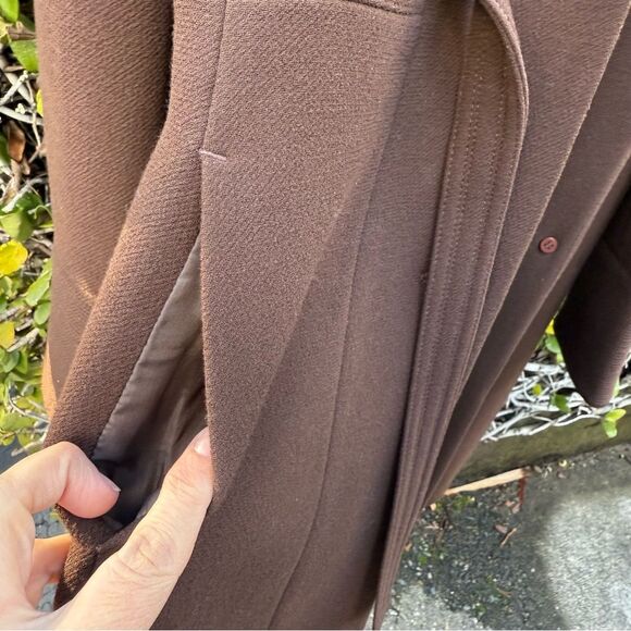 J Crew Brown Belted Wool Tie Peacoat Trench Coat Women's Preppy | Size 10T - Picture 11 of 17